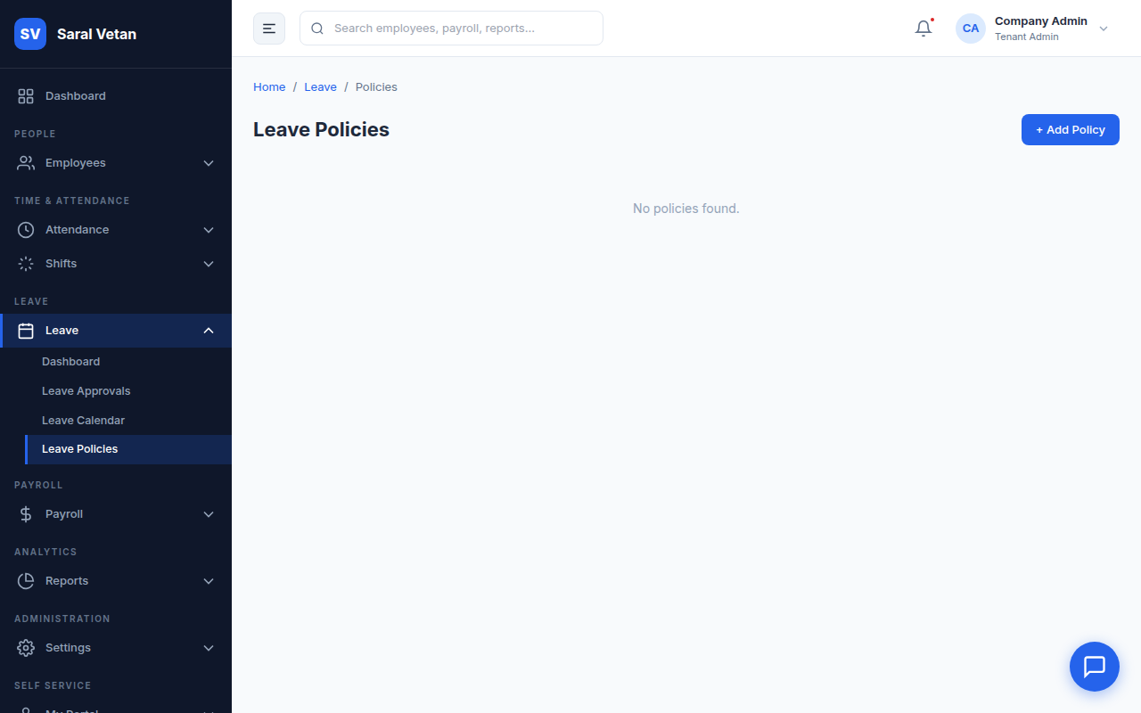 Leave Policies Settings