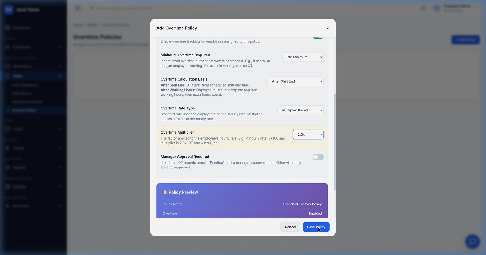 Overtime Rule Builder Modal