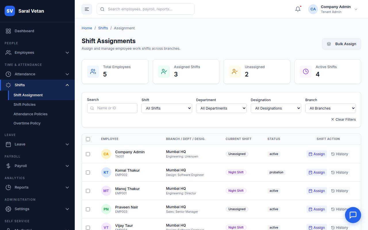The Shifts Module